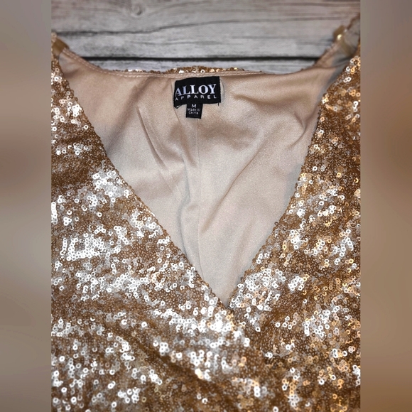 Alloy Apparel Plunge Gold "M" sequence dress. Mini - Picture 8 of 8
